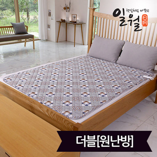 Ilwol Check Brown Washable Electric Mat Double (140x180) Digital Original Heating