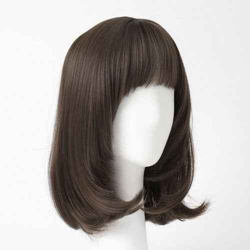 SK Store Guitar Mat Brown C Curved Puff Women's Lace Wig 36cm Synthetic Fur (KYR-WE6BB43)684185