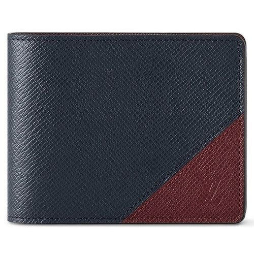 Louis Vuitton LV Logo Debossed Color Panel Texture Bi-fold Wallet Blue Red M30982684399