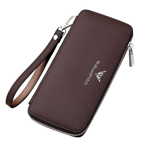 Premium Men's Leather Long Wallet Daily Gift Clutch Brown (SK Stoa) 684406