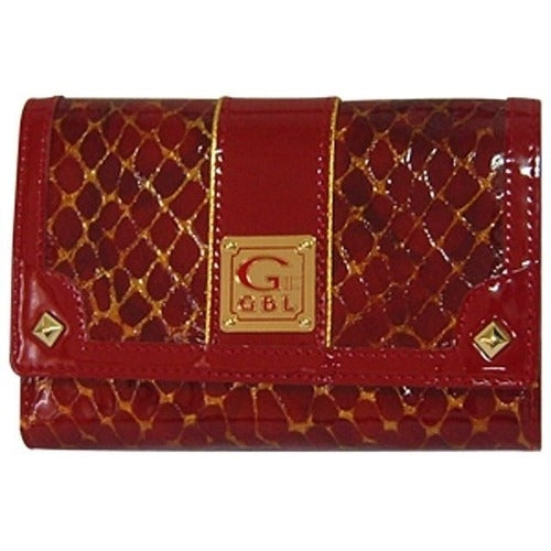 SK Store Guitar Case Leather Wallet LW9505 Genuine GBL Women's Luxury Red Enamel Compact Wallet 6844