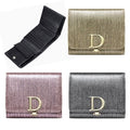 SK Storage Guitar Headphone Leather Wallet Real Calfskin 3 Compartment Pearl Fixed Clip Card Coin Or