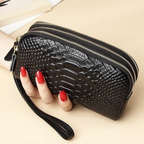 SK Stoa Other Hand Phone Wallet Cowhide Tri 3 Zipper Large Capacity Clutch Bag Hand Long Wallet 6844