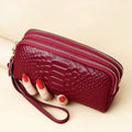 SK Stoa Gita Cowhide Leather Large Capacity Hand Phone Zipper Clutch Bag 684406