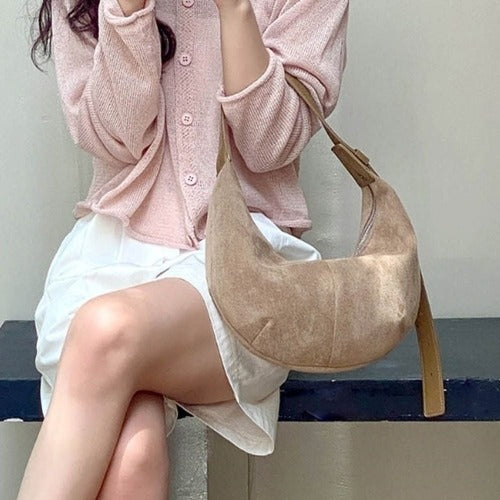 SK Storea Guitar Swede Handbag Round Shoulder Bag Swede Women Adjustable Strap Daily Bag 3 Colors 68