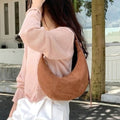SK Storea Guitar Swede Leather Handbag Sleek Carved Accent Basic Shoulder Bag 684406