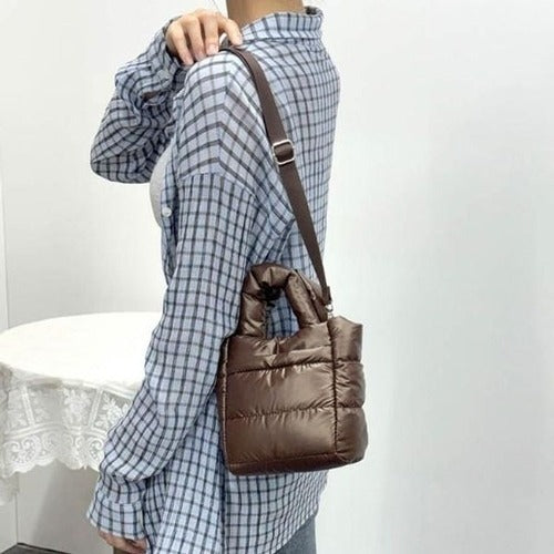 Shiny Padded Style Minimal Crossbody Bag Soft Daily Casual Fashion
