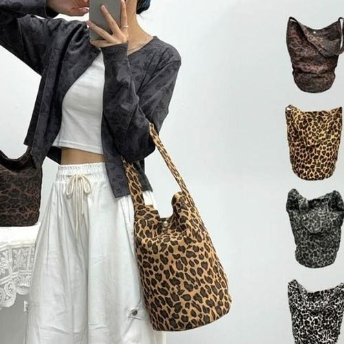 SK Stoa Gita Shoulder Bag Lightweight Leopard Print Daily Casual Women's Bag Spacious Trendy Fashion