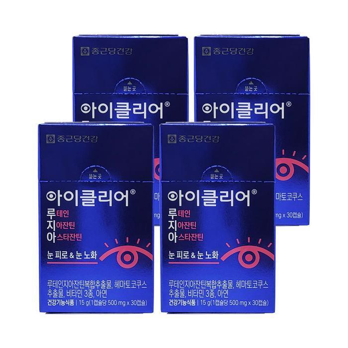 Jeonggon dang gang eye clear lutein zeaxanthin 500mg x 30 capsules 4 pack Ss (49143845)