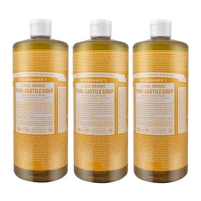 DoctorBronners Citrus Orange Pure Castile Soap Citrus Scent 950ml x3