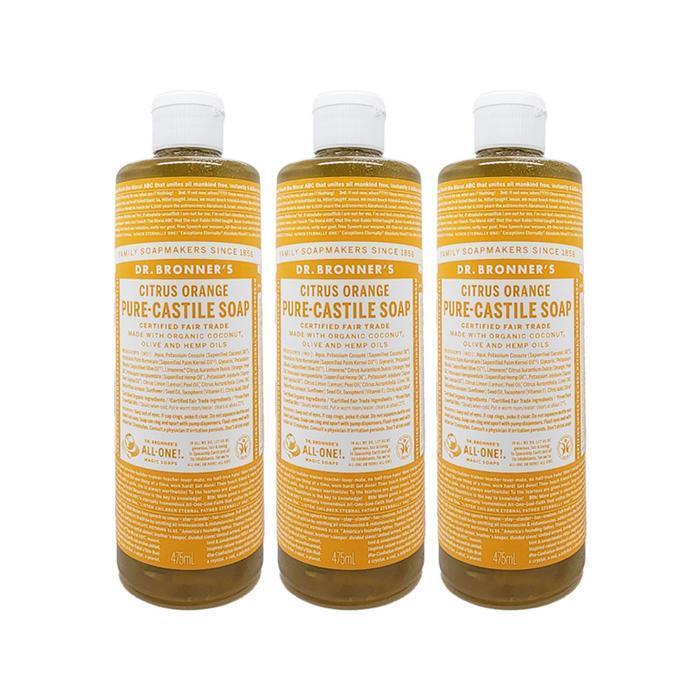 Doctor Bronners Citrus Orange Pure Castile Soap Citrus Scent 475ml x3