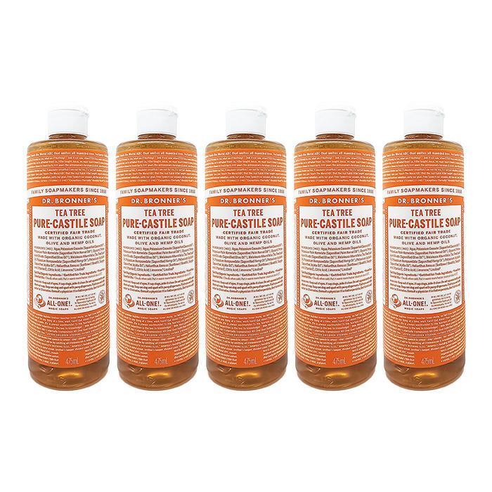 DoctorBronners TeaTree Pure Castile Soap Wood Scent 475ml All-In-One Body Wash x5 SS (49473804)