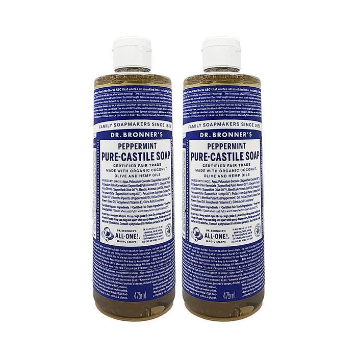 Dr Bronner's Peppermint Pure Castile Soap Mint Body Wash (Oily) 475ml 2pc Ss (49524162)