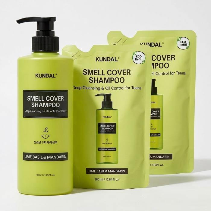 KUNDAL All Day Smell Cover Lime Basil Mandarin Teen Shampoo 400mlx2 + Refill 380mlx4 Korea Beauty Ha