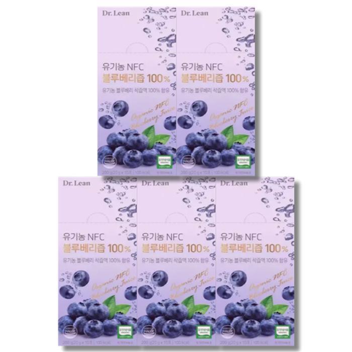 Healthy Nation Dr.Rin Organic NFC Blueberry Juice 100% 20g 10 pouches 5 boxes