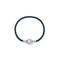 Pandora Moments Round Claspy Blue Braided Leather Bracelet