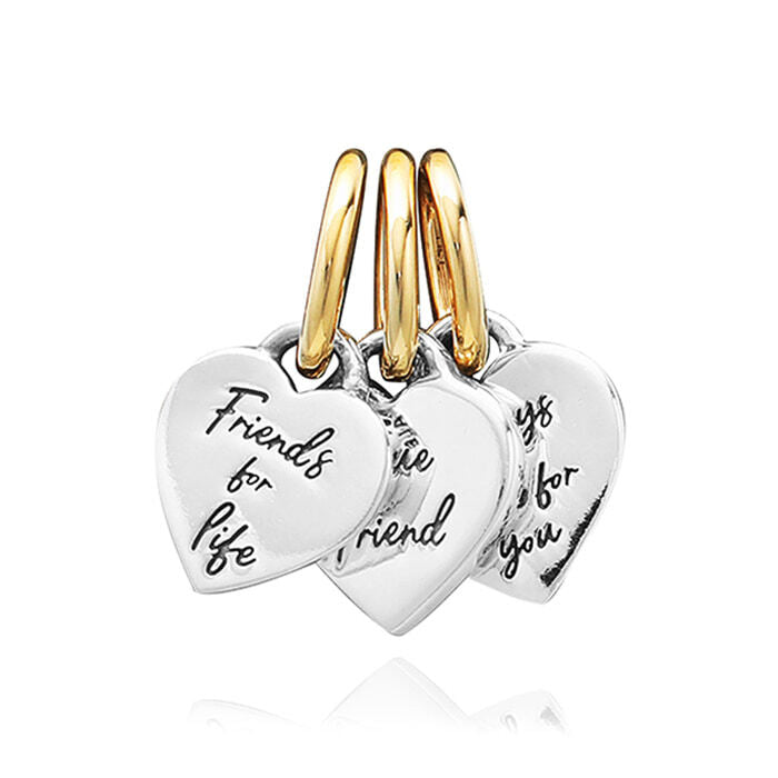 Pandora 762722C00 Two-Tone Spiriterable FriendShip Triple Dangle Earring