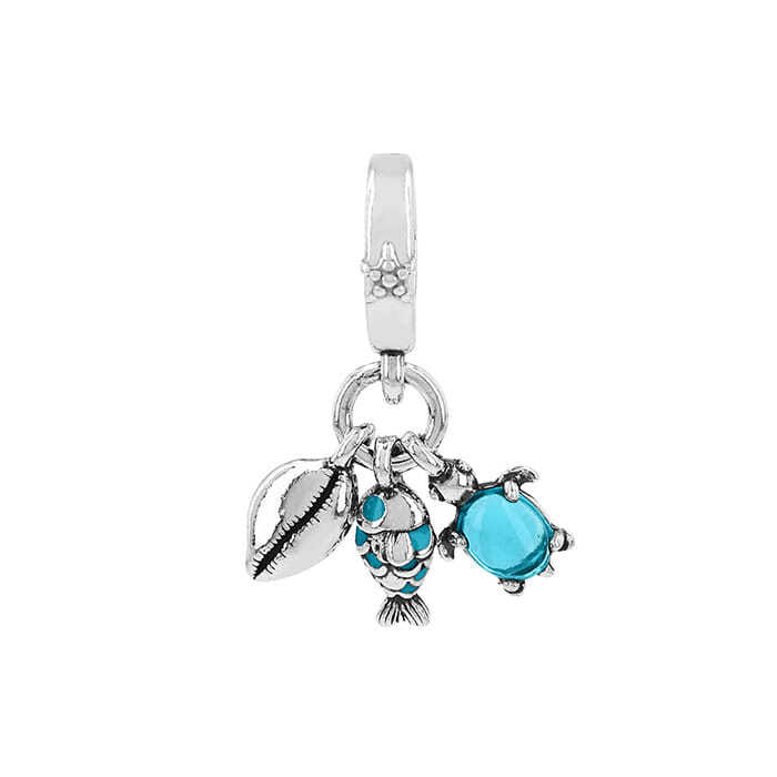 Pandora 791697C01 Fish Shell Conchi Triple Dangle Necklace