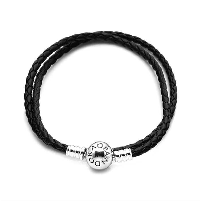 Pandora 590745CBK-D Moments Double Black Weaved Leather Bracelet