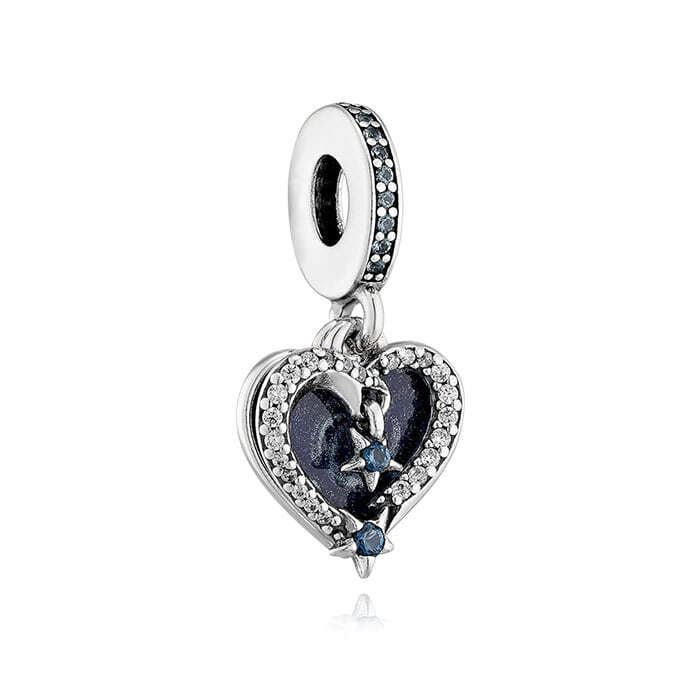 Pandora 792356C01 Cellular Shooting Star Heart Double Dangle
