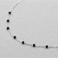 Athletic 925 silver black crystal chain necklace (10365037A)