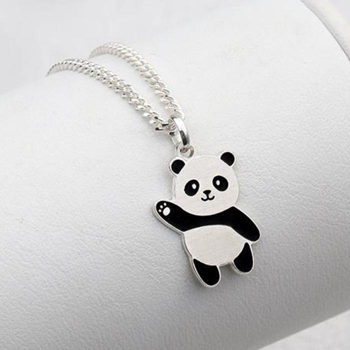 Athlete 925 Silver Hello Panda Baby Kids Chain Necklace (14941955A)