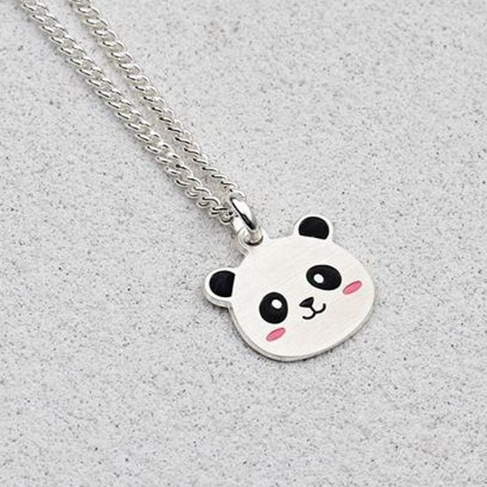 Athletic 925 Silver Panda Face Baby Child Chain Necklace (14941956A)