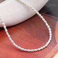 Athlete 925 Silver Waterdrop Pearl Simple Necklace (14941959A)