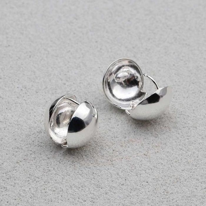 Silver one-touch ring earings by Athlet, 925 sterling silver, round, 13mm (38303183A)