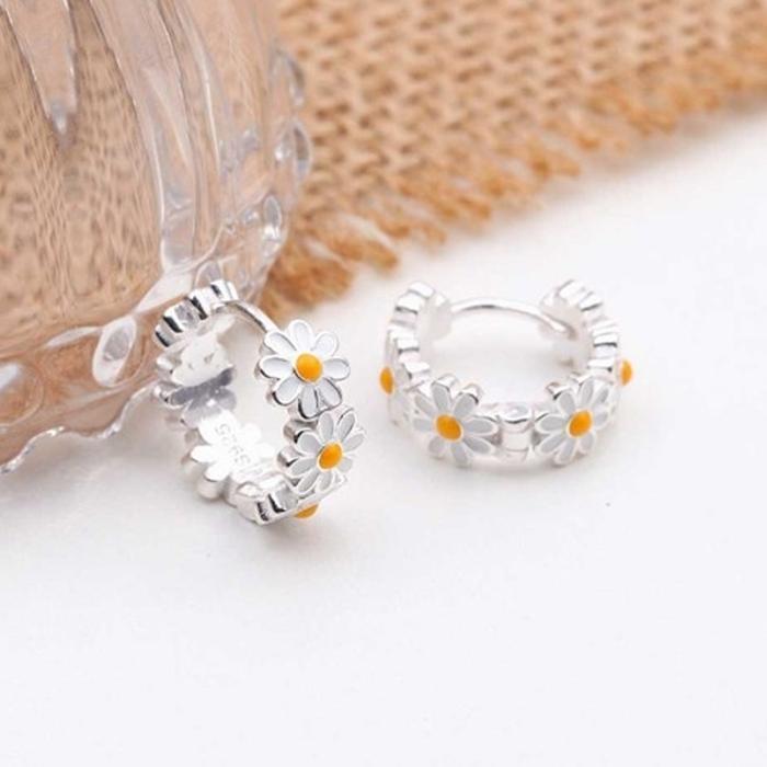 Athlete one-touch ring ear cuffs silver 925 daisy flower gift (38303185A)