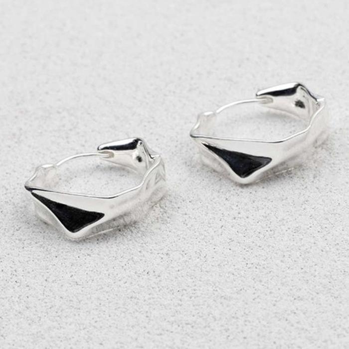 Athletic Silver OneTouch Ring Earring 925 Curved Bold Slim (38303189A)