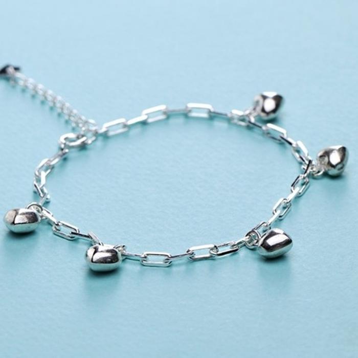 Athletic Clip Chain Bracelet Silver 925 Daily Heart Charm (38304295A)
