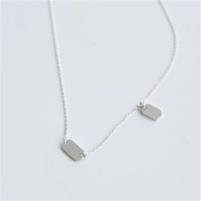 Athlete 925 sterling silver layered rectangular plain necklace (7981889A)