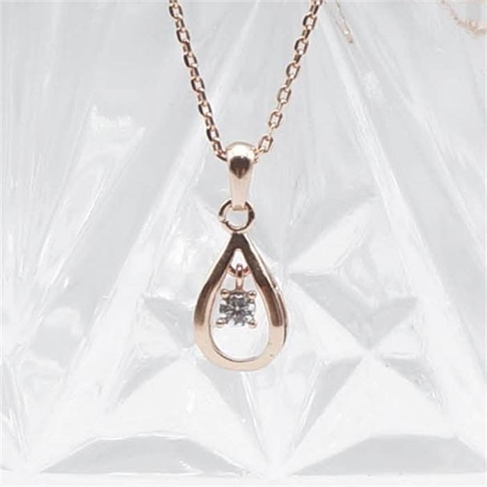 Athletic Silver Water Droplet Mini Cubic Drop Necklace (8015931A)