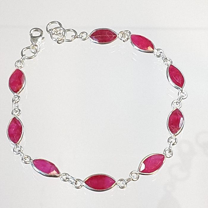 Bluekey Antique Pink Ruby Gem Bracelet 240605-24th Birthday Stone (16004379A)