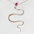 Bluekey Silver 925 Rubie Gem Snake Necklace 240709-06 (16852977A)