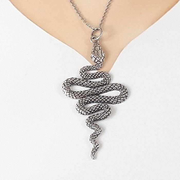 Bluekey 925 sterling silver cobra snake necklace (16852981A)