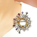 Bluekey AA-grade fancy sapphire mixed gem brooch 240903-21 (19050279A)