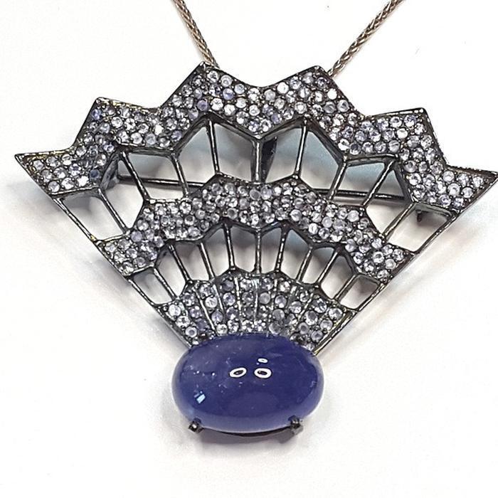 Bluekey AA-grade Tanzanite gem brooch 240903-20 (19050280A)