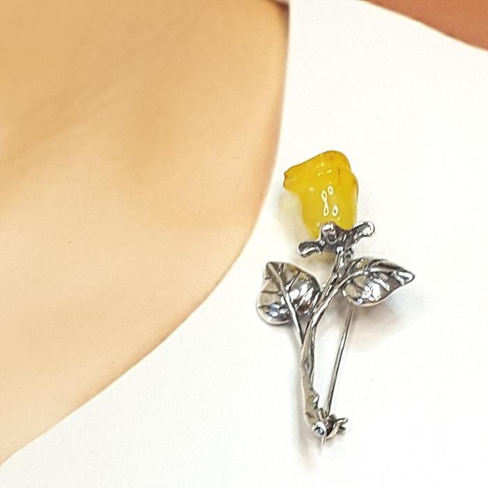 Bluekey A-level Red Rose Yellow Pumpkin Gem Brooch 240903-11 (19050300A)