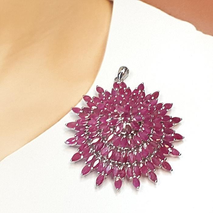 Bluekey A-grade pink ruby rough necklace pin 240903-16 (19050323A)