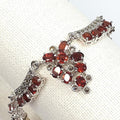 Bluekey Antique Silver Red Garnet Raw Bracelet 240911-12 (19369284A)