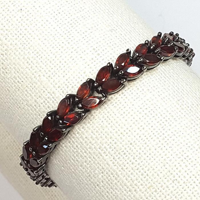 Bluekey A-grade Silver Red Garnet Rough Bracelet 240911-10 (19369285A)