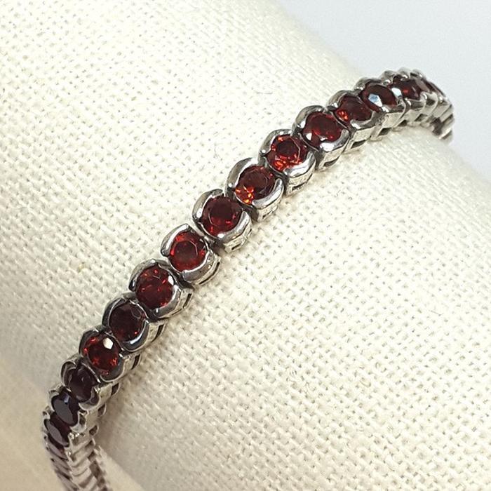 BlueKe AA-grade silver red garnet rough bracelet 240911-05 (19369289A)