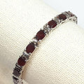 Bluekey A-grade Silver Red Garnet Rough Bracelet 240911-06 (19369290A)