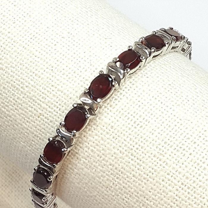 Bluekey A-grade Silver Red Garnet Rough Bracelet 240911-06 (19369290A)