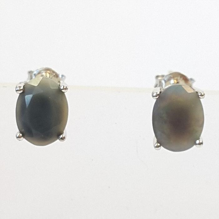 Bluekey B-grade black milk opal gemstone earrings 240917-09 (19750068A)