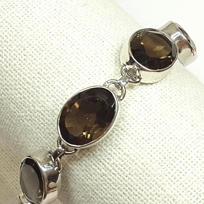 Bluekey A-grade Antique Smoky Quartz Gemstone Bracelet 241004-22 (21016210A)