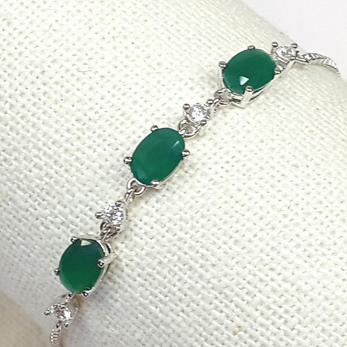 Bluekey A-grade Green Onyx Carnelian Raw Bracelet 241004-14 (21016289A)
