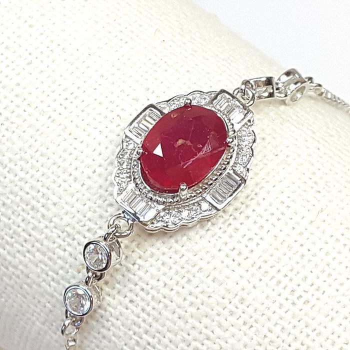 Bluekey B-grade Red Ruby Raw Gem bracelet 241004-09 (21016320A)